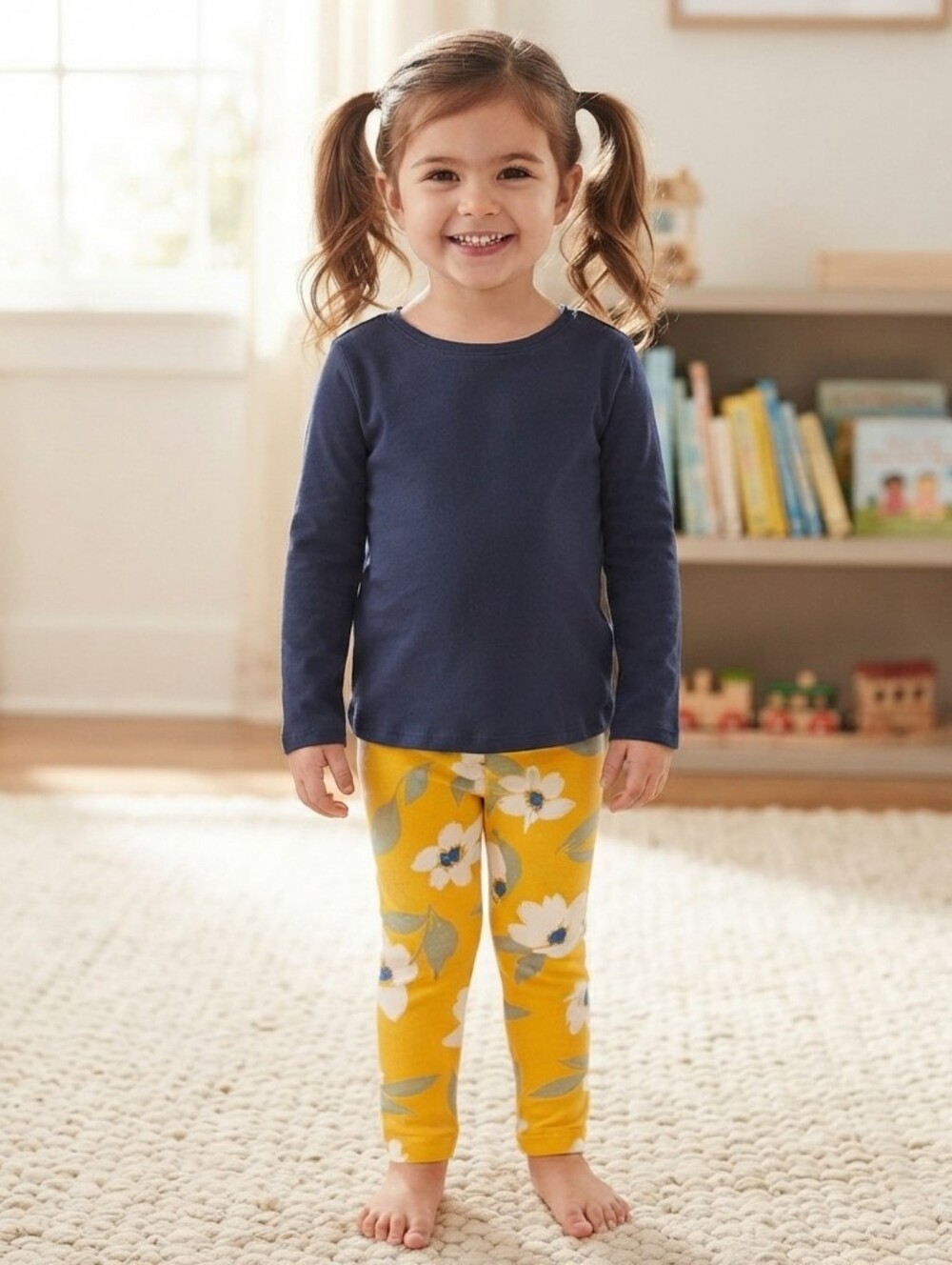 Carter's 4T Navy and Yellow Floral Kids Matching Set